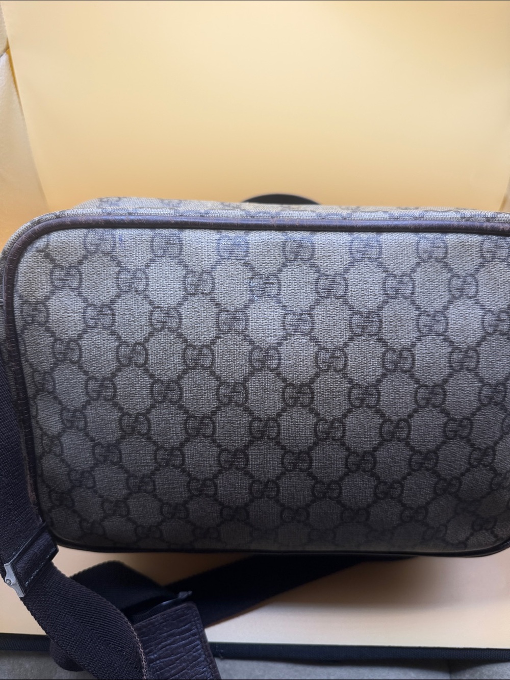 Gucci Brown GG Supreme Belt Bag with Dark Leather Trim - Picture 2 of 7